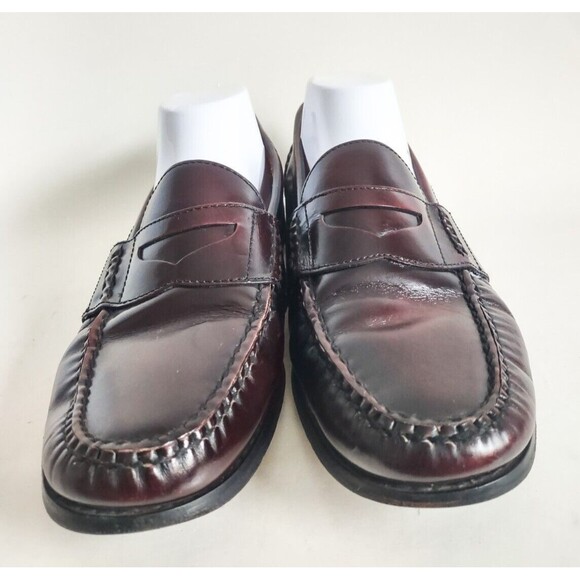 Russell Moccasin Co Red Leather Classic Penny Loafers Size 13 EE Wide Burgundy - Picture 2 of 11